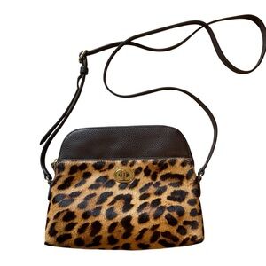 Talbots Leopard Print Crossbody Bag Brown and Tan